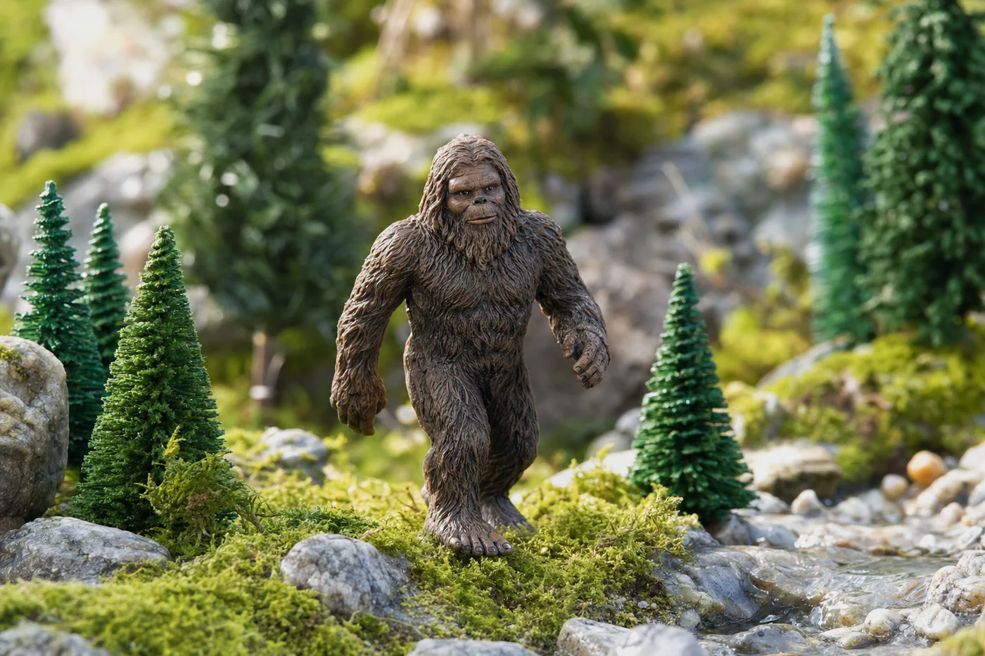 Sample picture: a Bigfoot figurine in a forest diorama