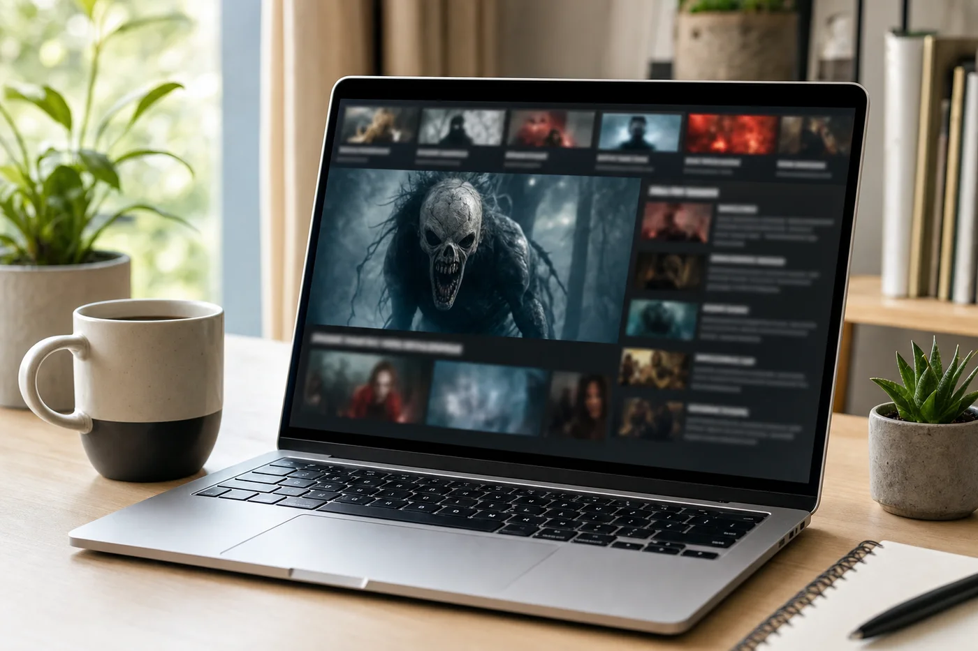 Sample picture: a horror news site on a laptop