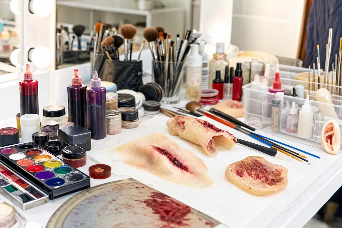 Sample picture: special effects makeup on a table