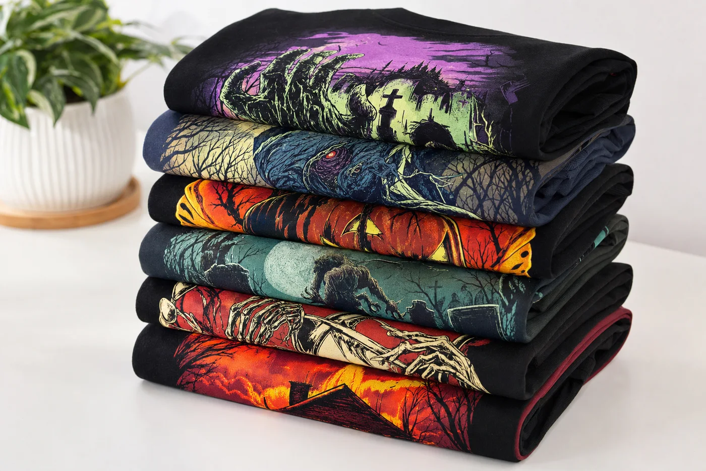 Sample picture: folded horror graphic t-shirts