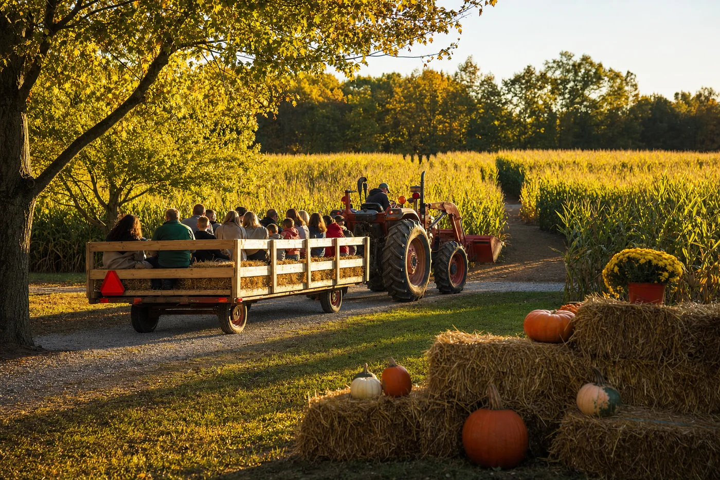Sample picture: a hayride wagon on a farm