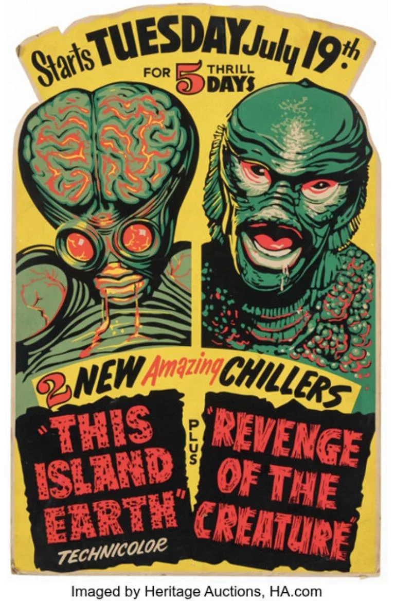 A lot in the Heritage auction: the This Island Earth and Revenge of the Creature double-feature theater display from 1955